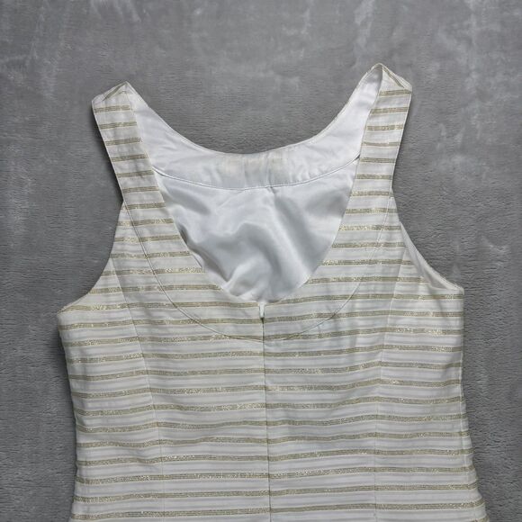 Lilly Pulitzer Henley Spring Summer Dress Gold Metallic Stripe Organza Women’s 0 - Picture 7 of 16